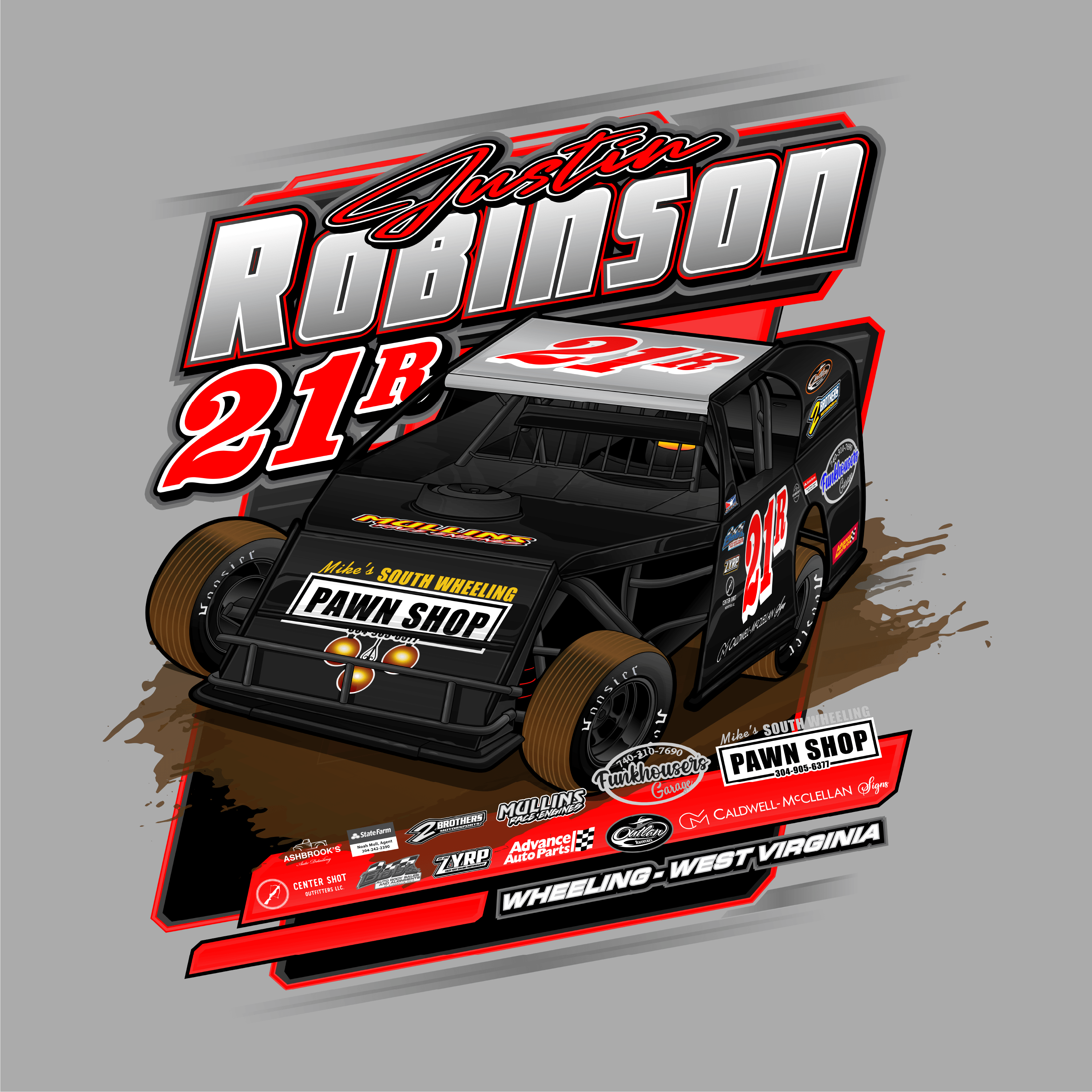 Justin Robinson Cement Grey 2024 Dirt Modified Shirt