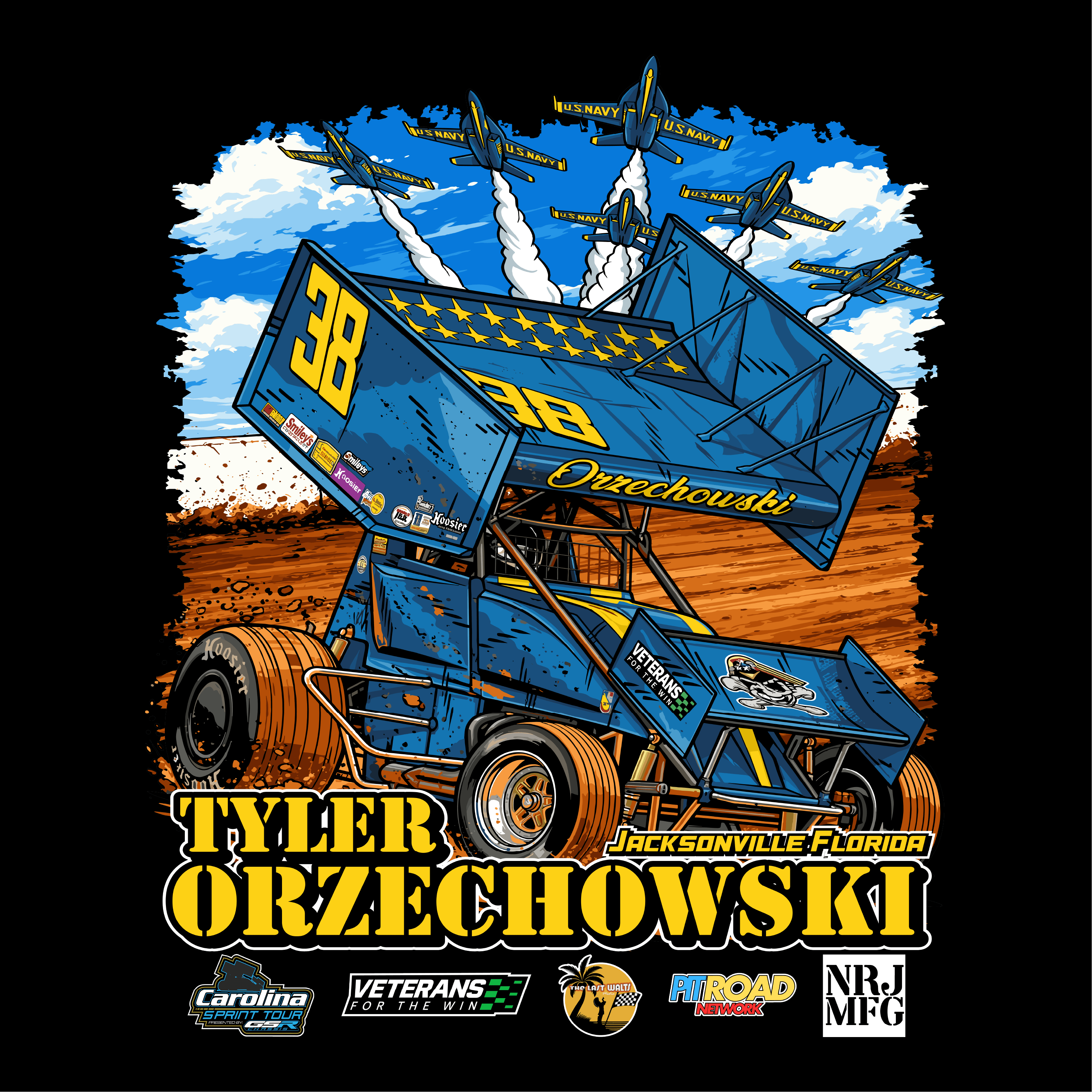 Tyler Orzechowski 2026 Blue Angels Black T-Shirt