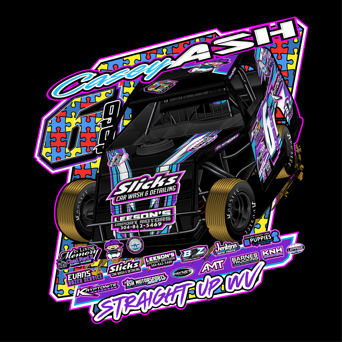 Casey Ash Black 2025 Autism Awareness Hoodie