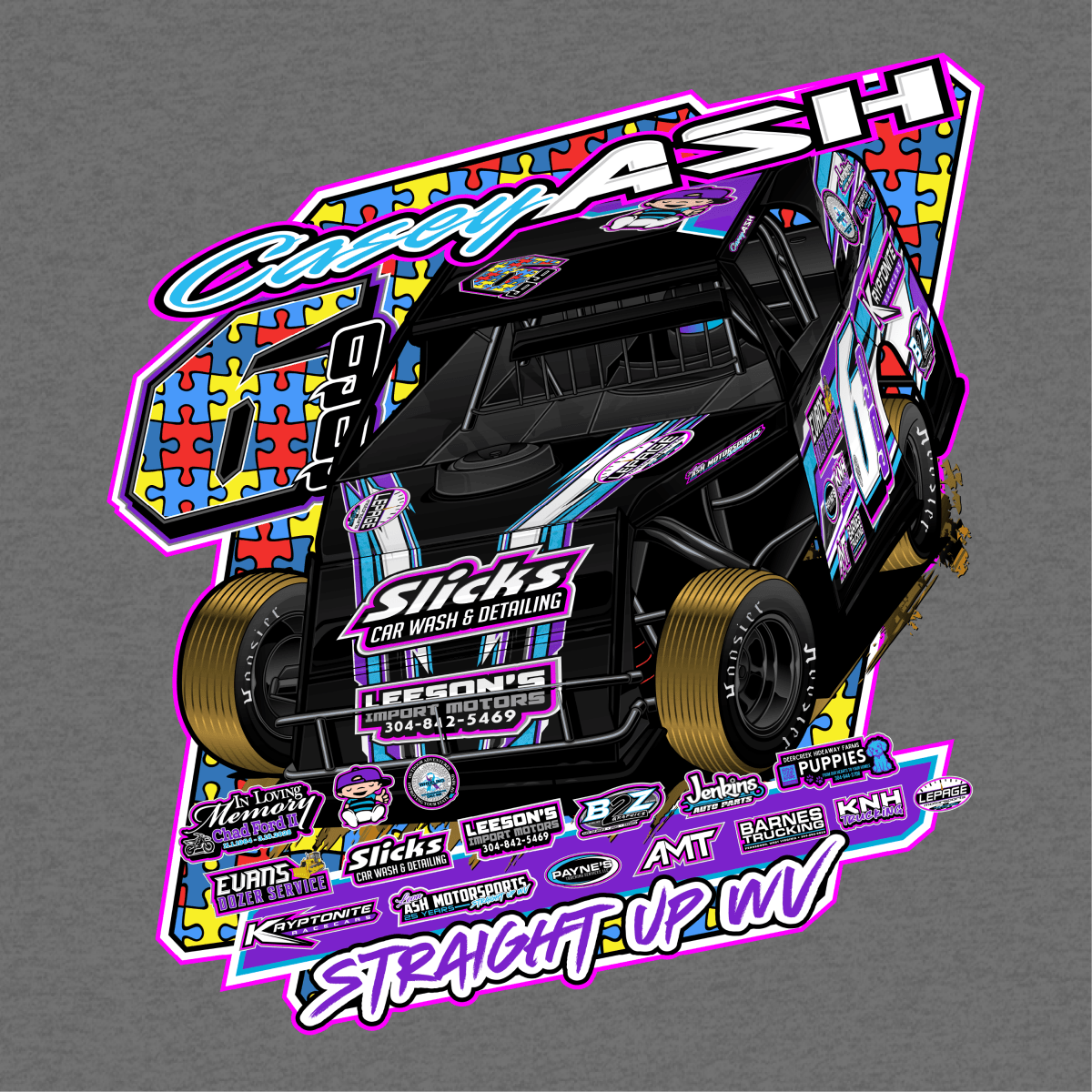 Casey Ash Gunmetal 2025 Autism Awareness Crewneck