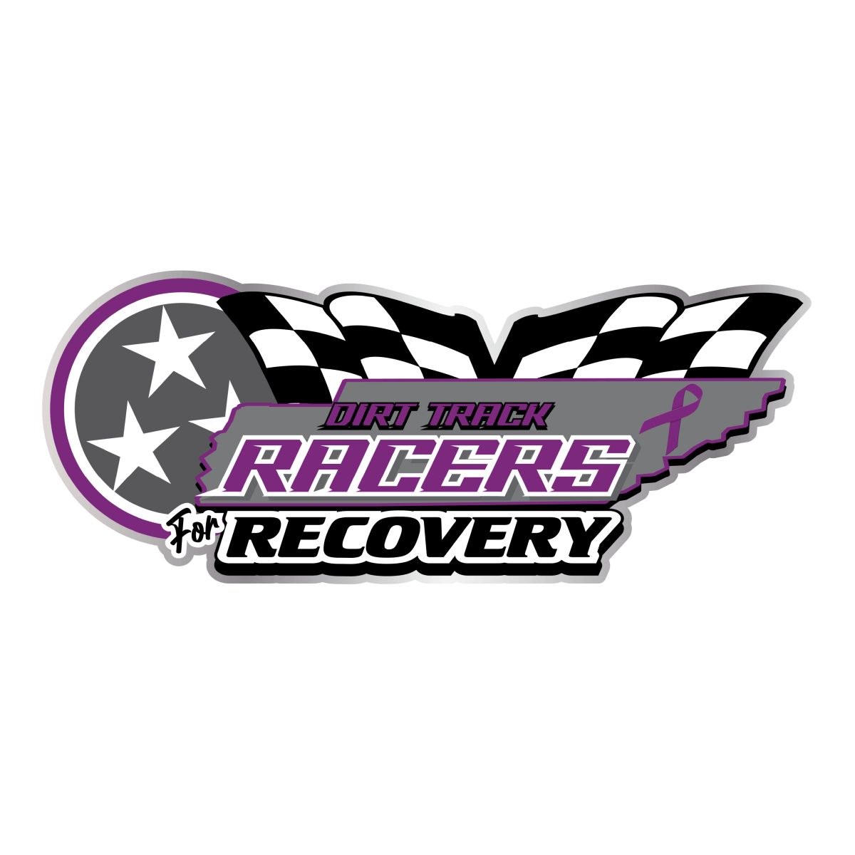 Dirt Track Racers for Recovery White Logo T-Shirt