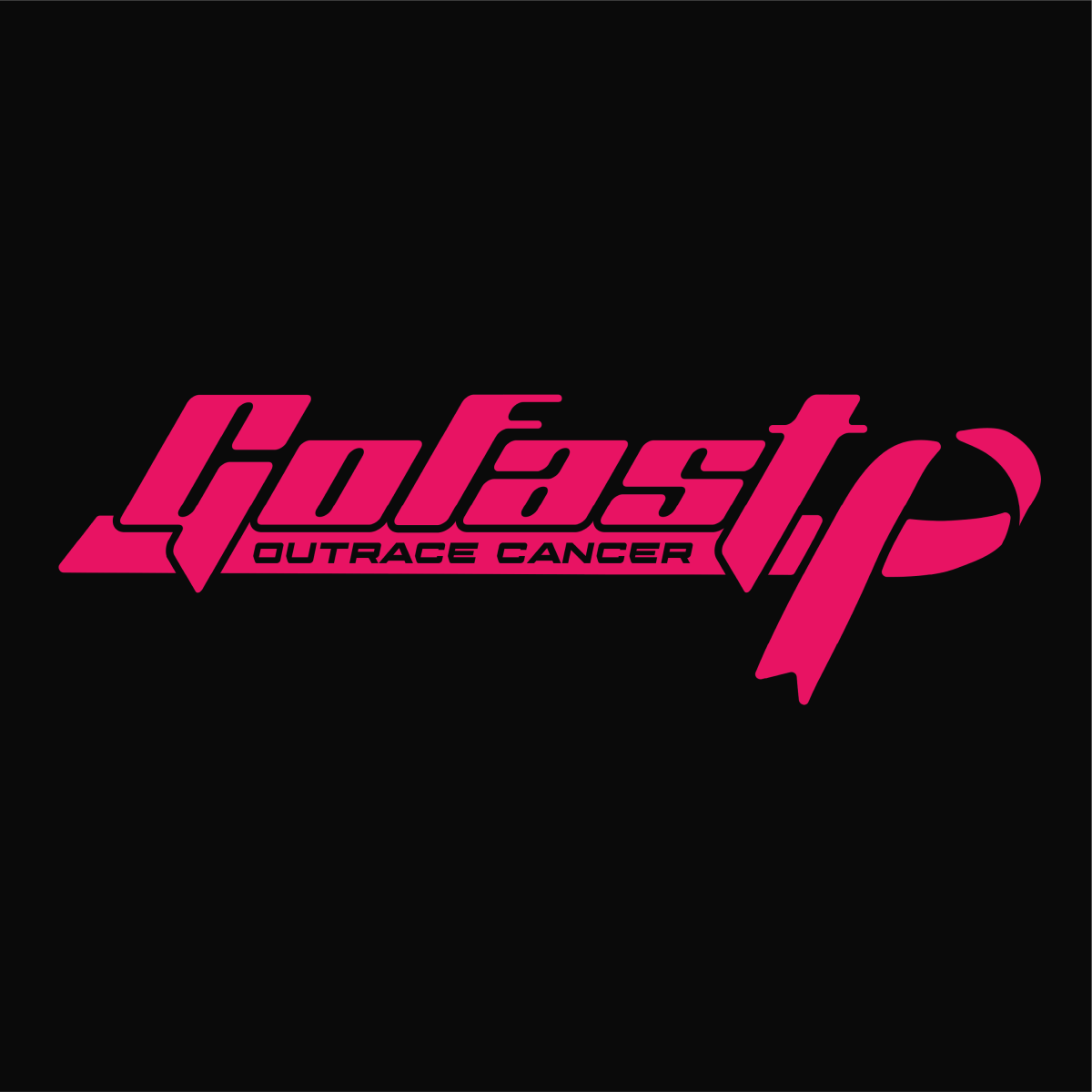 GoFast Outrace Cancer Horizontal Logo Black Breast Cancer Awareness Shirt