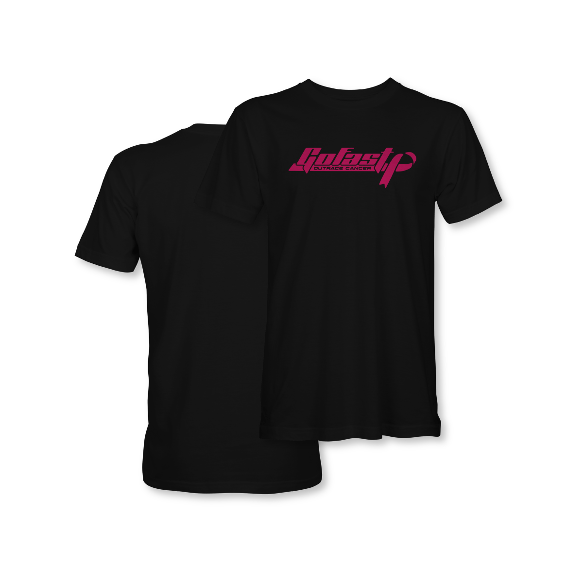 GoFast Outrace Cancer Horizontal Logo Black Breast Cancer Awareness Shirt