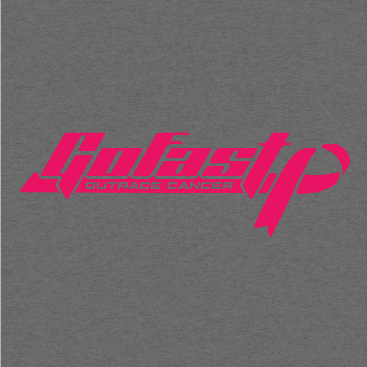 GoFast Outrace Cancer Horizontal Logo Gunmetal Breast Cancer Awareness Shirt