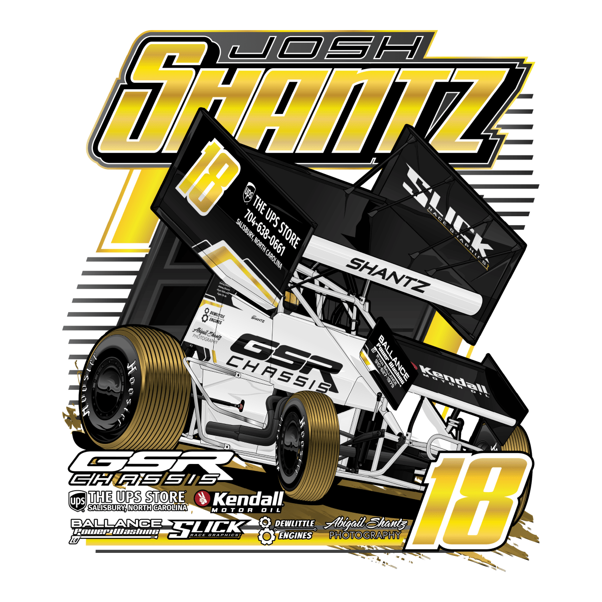 Josh Shantz White 2025 Sprint Car Shirt