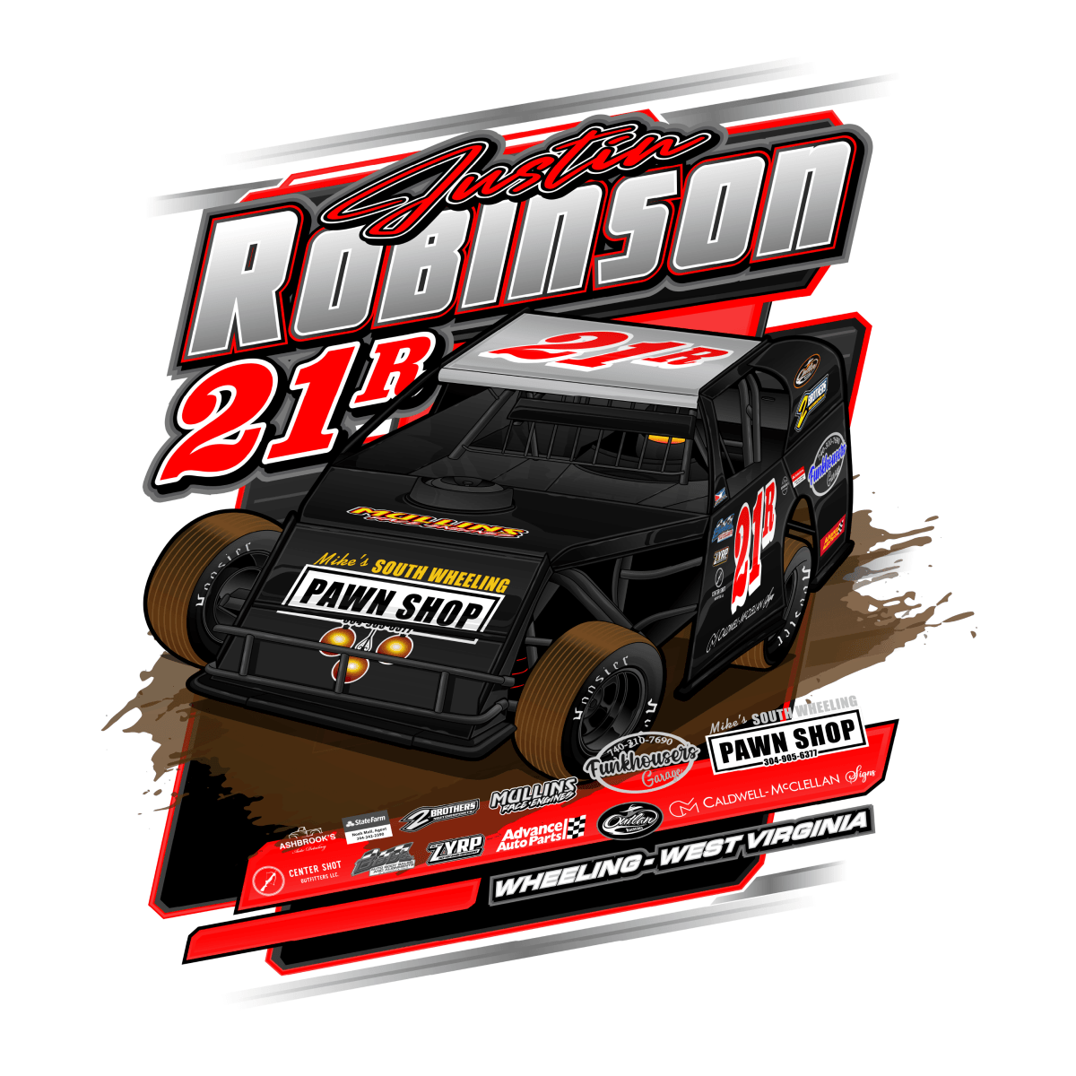 Justin Robinson White 2024 Dirt Modified Shirt