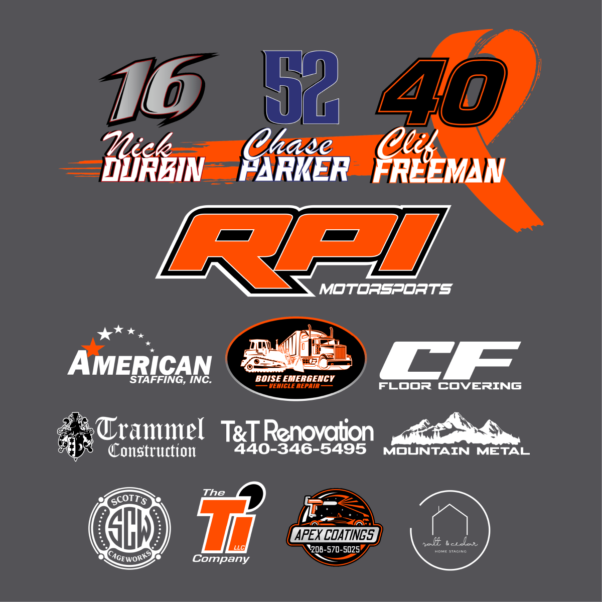 RPI Motorsports Charcoal 2025 Crew Shirt