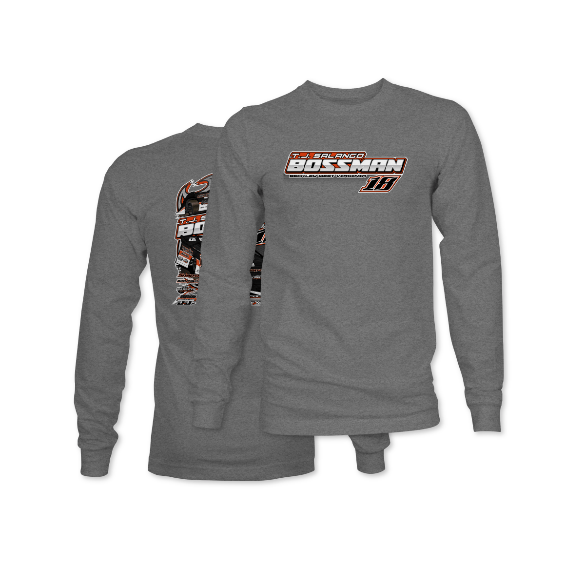 T.J. Salango Gunmetal 2025 Dirt Late Model Long Sleeve Shirt