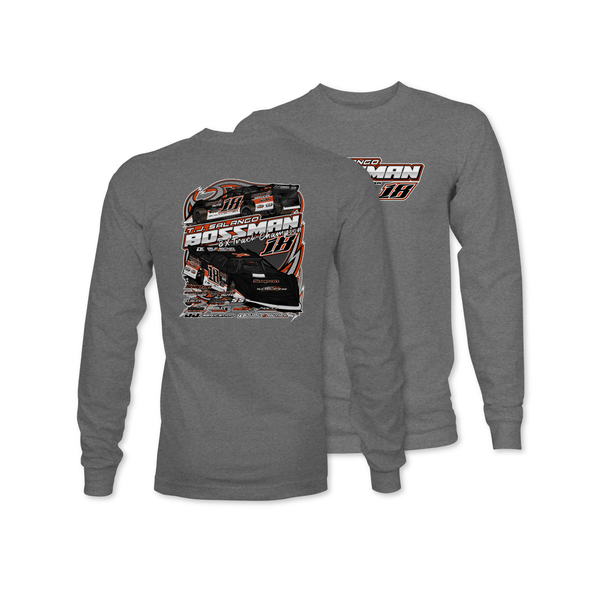T.J. Salango Gunmetal 2025 Dirt Late Model Long Sleeve Shirt