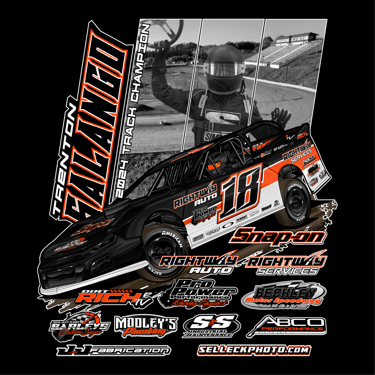 Trenton Salango Black 2025 Street Stock Champion Long Sleeve Shirt
