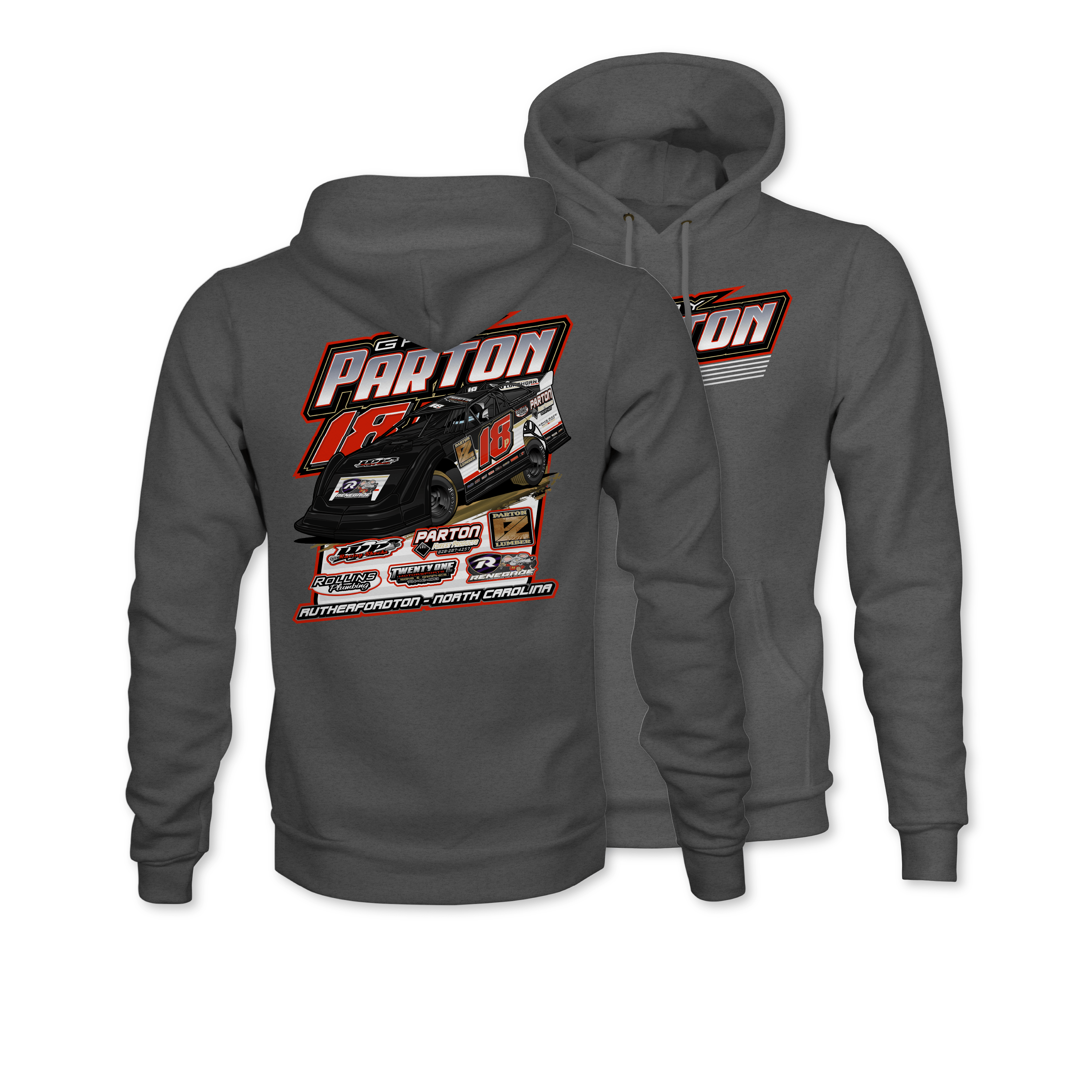 Gray Parton 2024 Racing Hoodie - Gunmetal