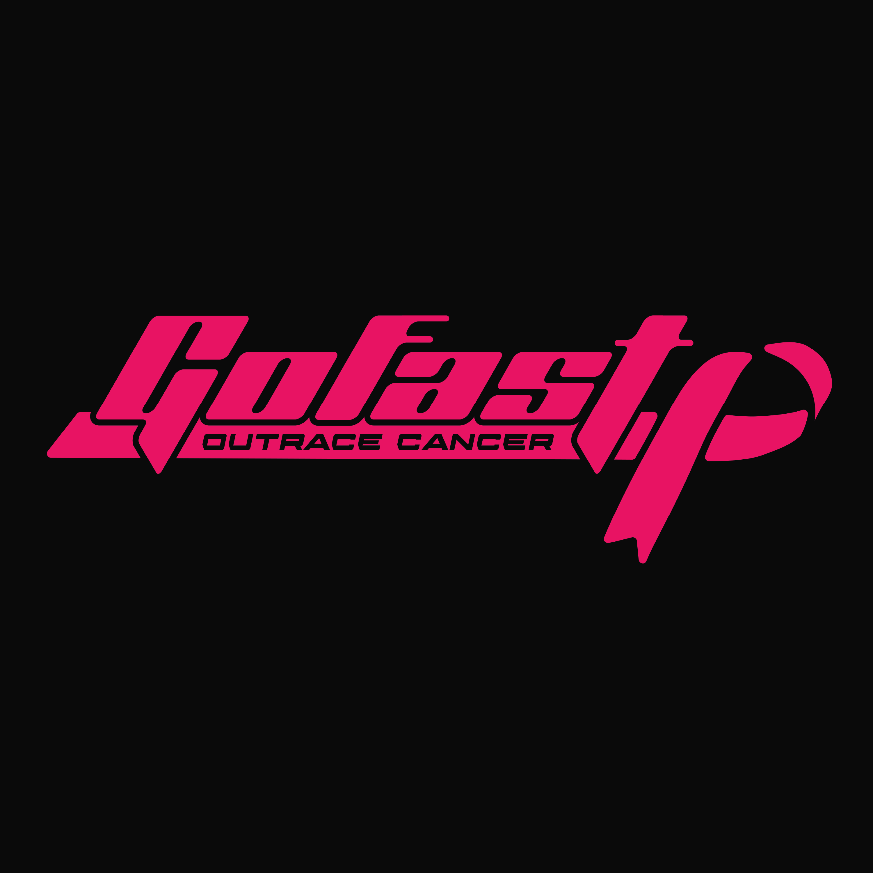 GoFast Outrace Cancer Horizontal Logo - Breast Cancer Awareness Long Sleeve Shirt - Black