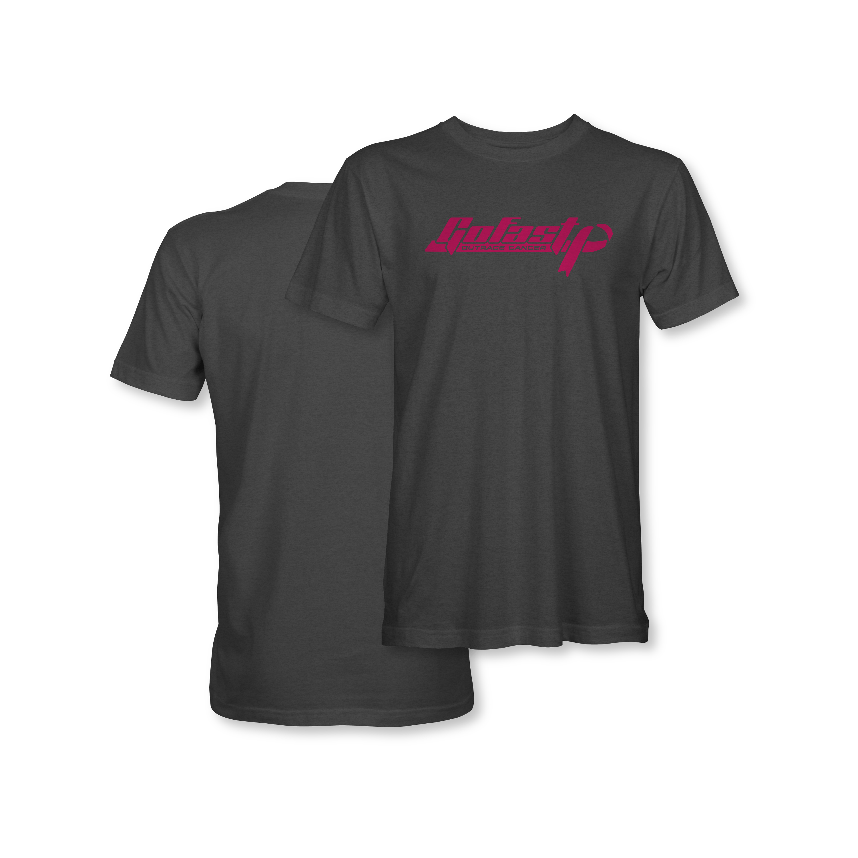 GoFast Outrace Cancer Horizontal Logo - Breast Cancer Awareness Shirt - Gunmetal