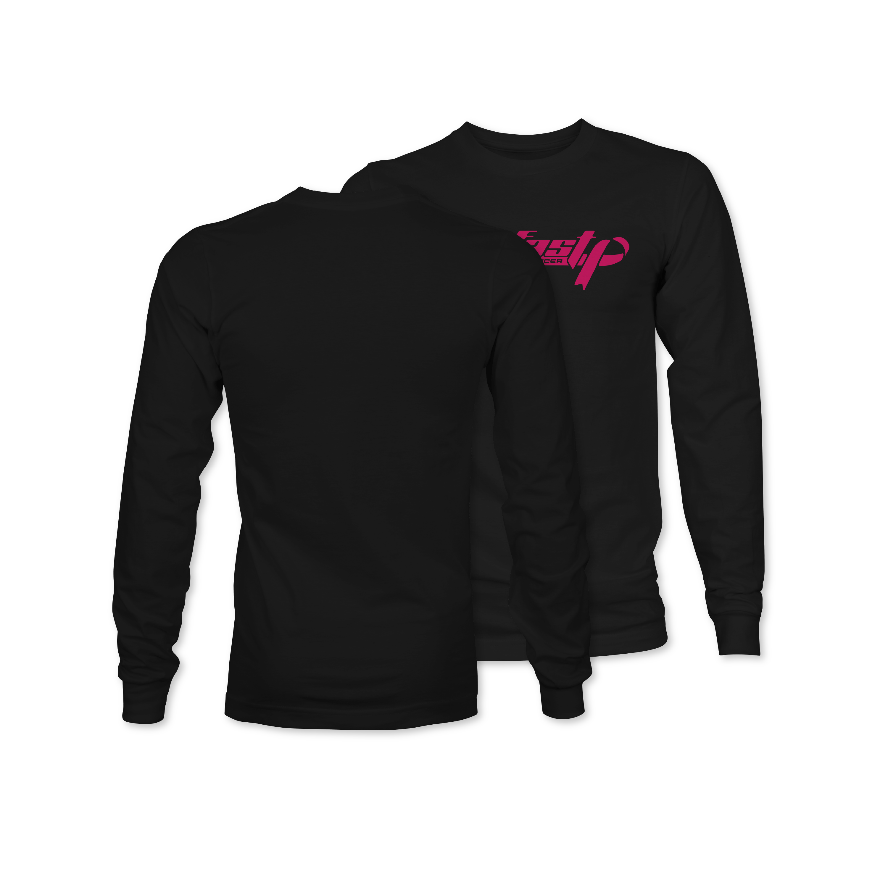 GoFast Outrace Cancer Horizontal Logo - Breast Cancer Awareness Long Sleeve Shirt - Black