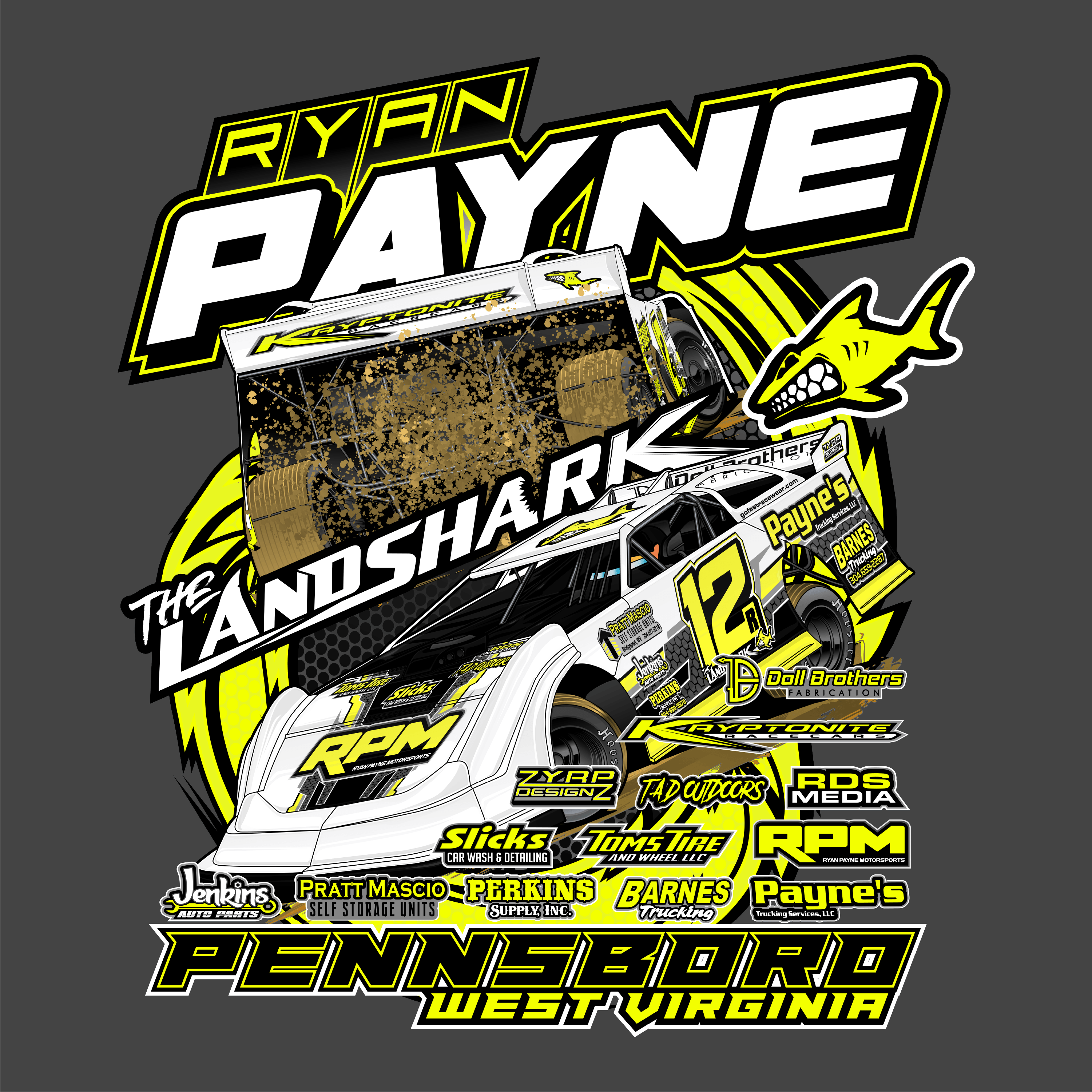 Ryan Payne 2024 Dirt Late Model Shirt - Charcoal