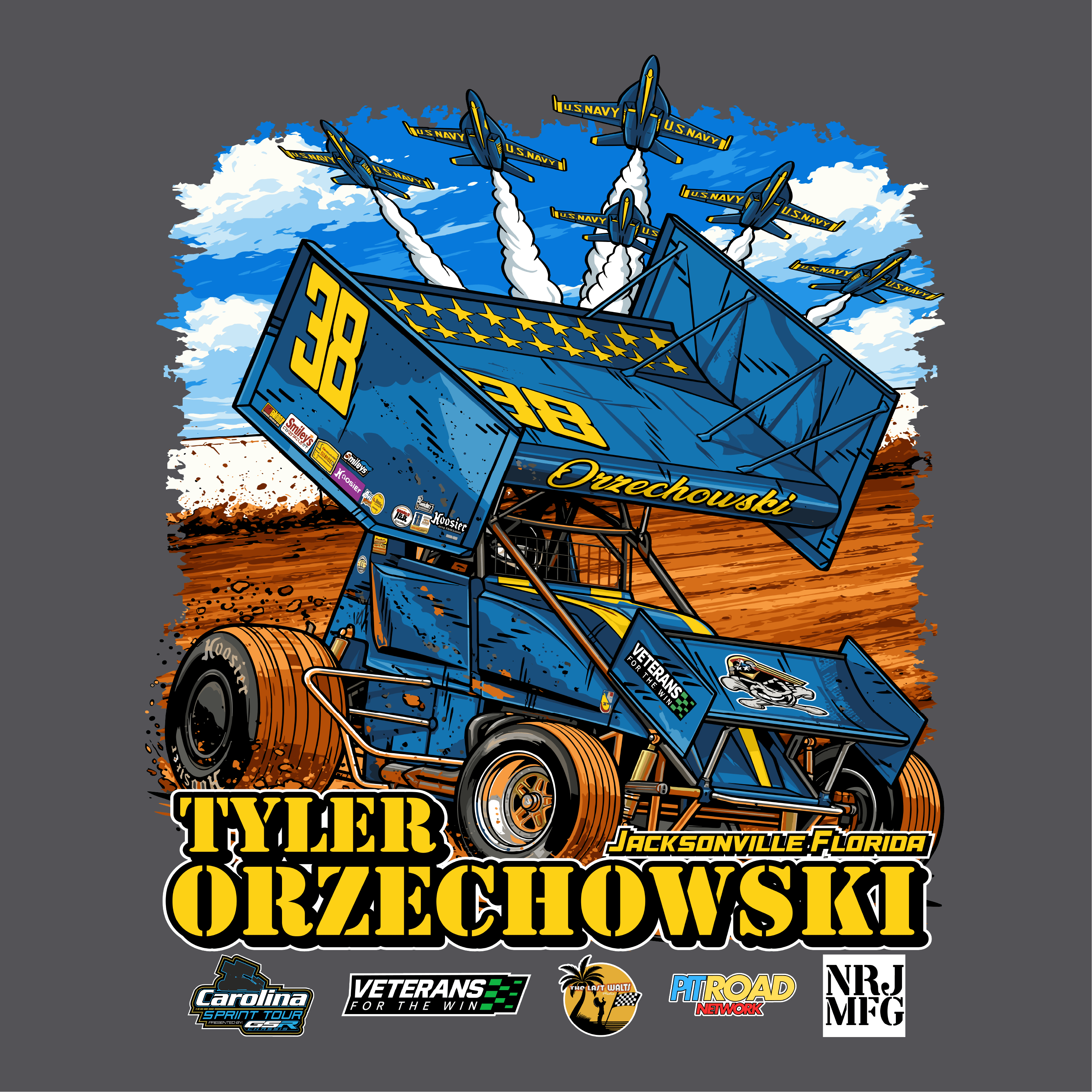 Tyler Orzechowski 2026 Blue Angels Charcoal T-Shirt