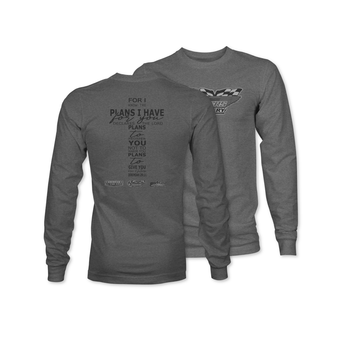 Dirt Track Racers for Recovery Ghosted Jeremiah 29:11 Long Sleeve