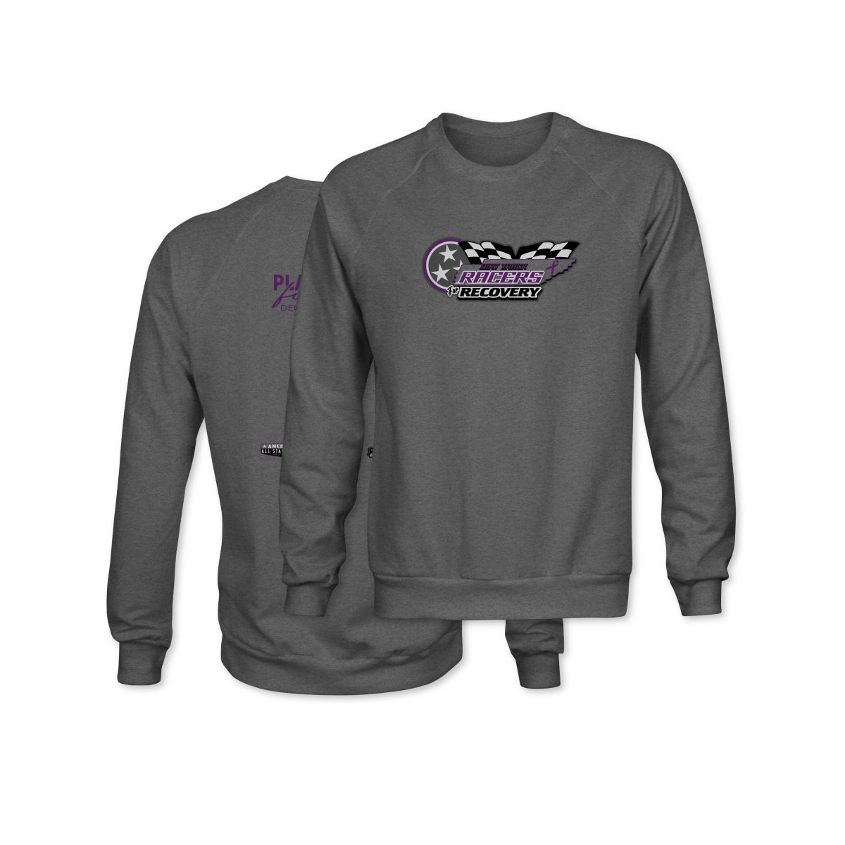 Dirt Track Racers for Recovery Gunmetal Jeremiah 29:11 Crewneck