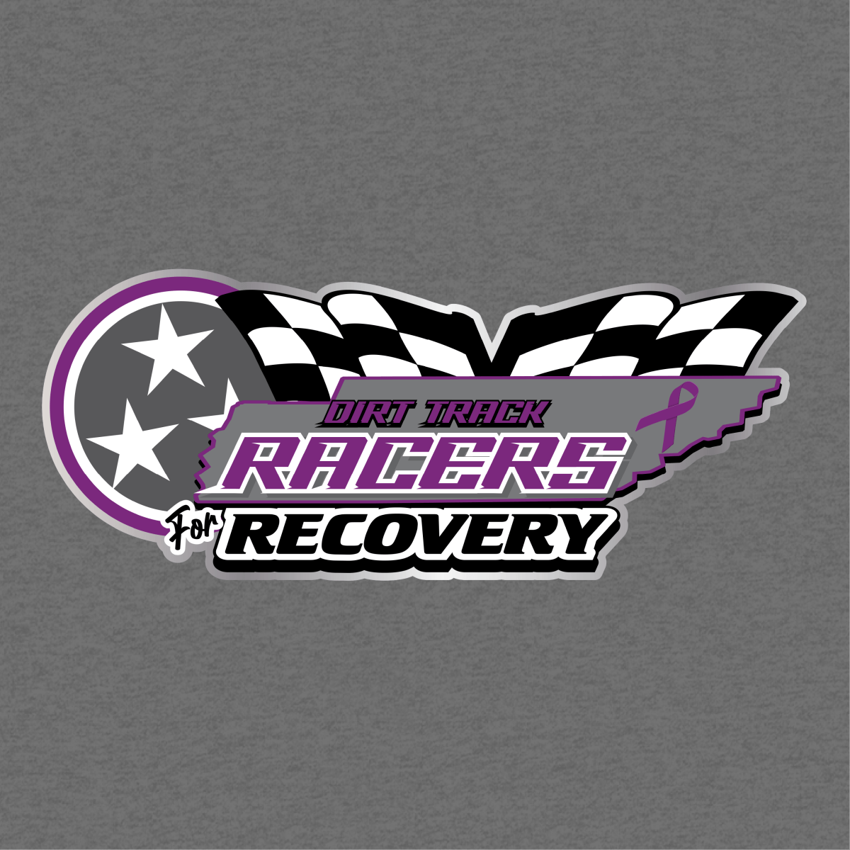 Dirt Track Racers for Recovery Gunmetal Logo Crewneck