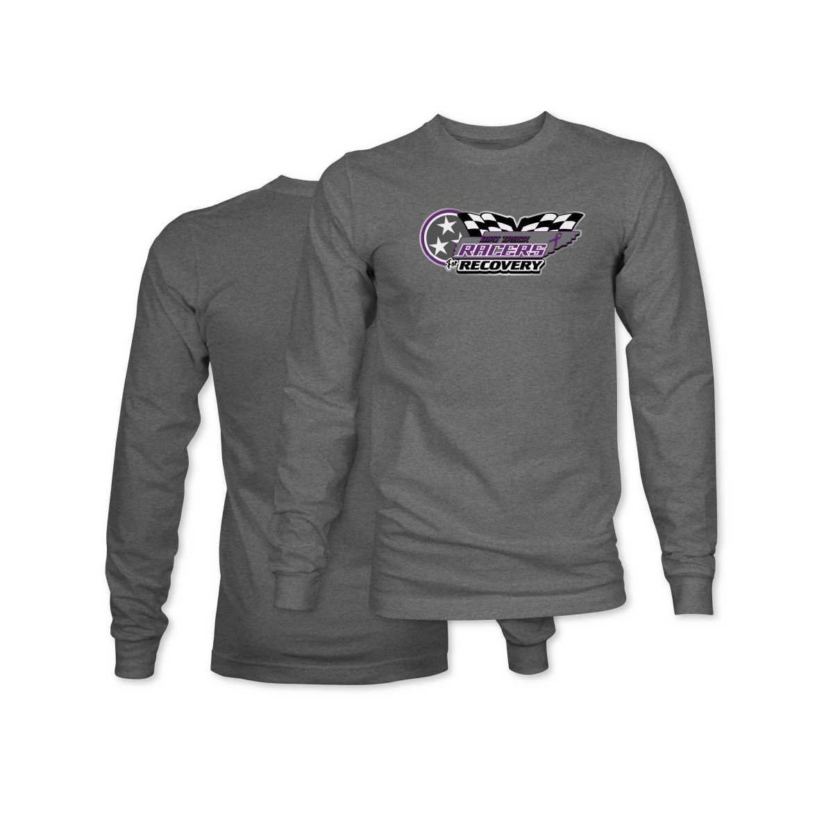 Dirt Track Racers for Recovery Gunmetal Logo Long Sleeve