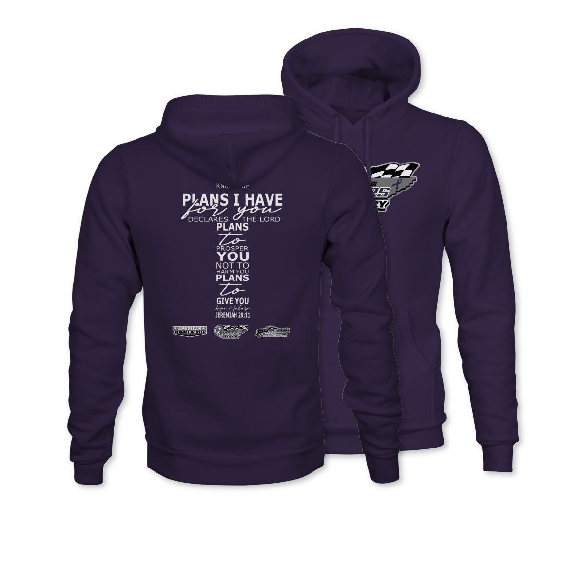 Dirt Track Racers for Recovery Purple Jeremiah 29:11 Hoodie