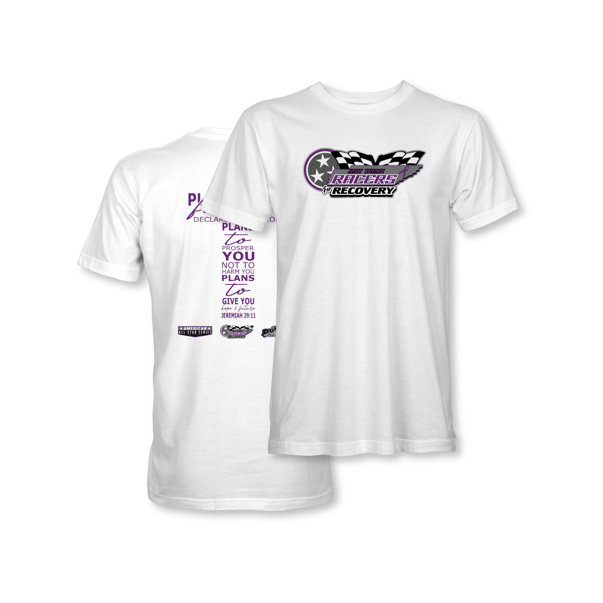 Dirt Track Racers for Recovery White Jeremiah 29:11 T-Shirt