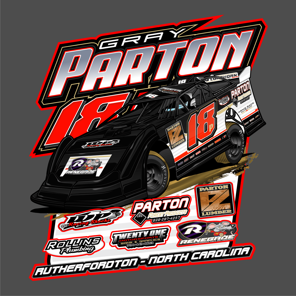 Gray Parton Gunmetal 2024 Dirt Late Model Shirt