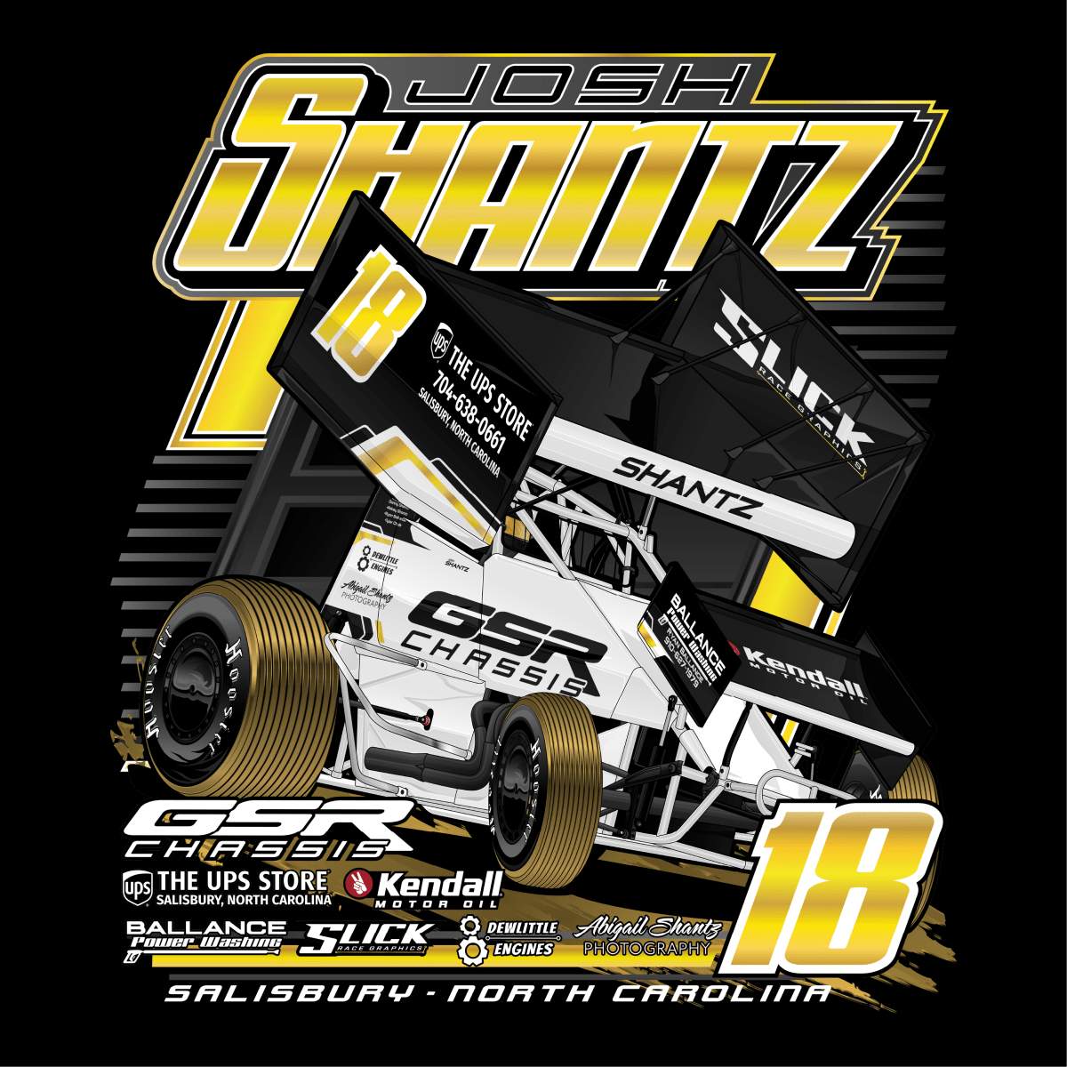 Josh Shantz Black 2025 Sprint Car Hoodie