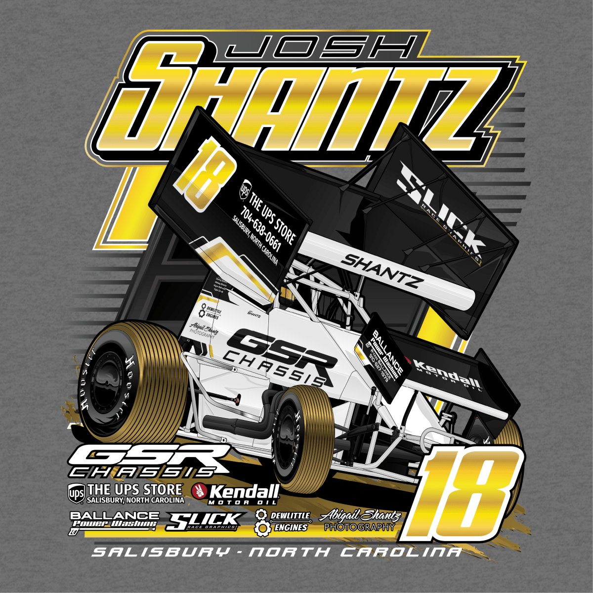 Josh Shantz Gunmetal 2025 Sprint Car Hoodie