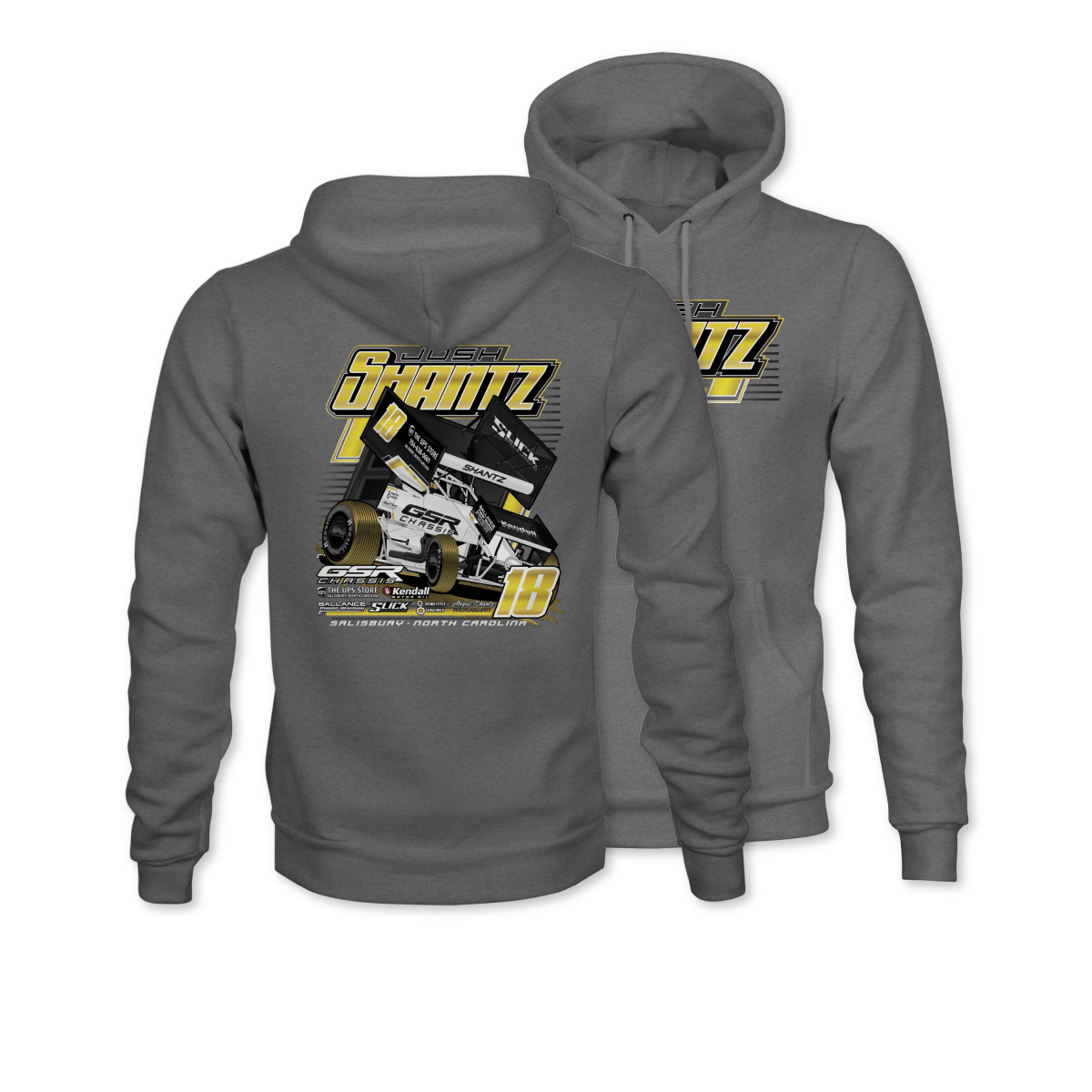 Josh Shantz Gunmetal 2025 Sprint Car Hoodie