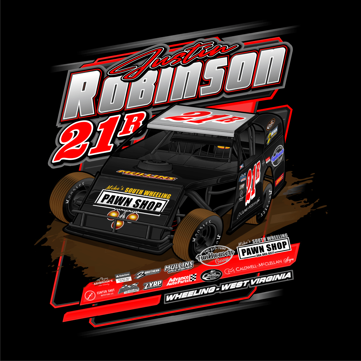 Justin Robinson Black 2024 Dirt Modified Hoodie