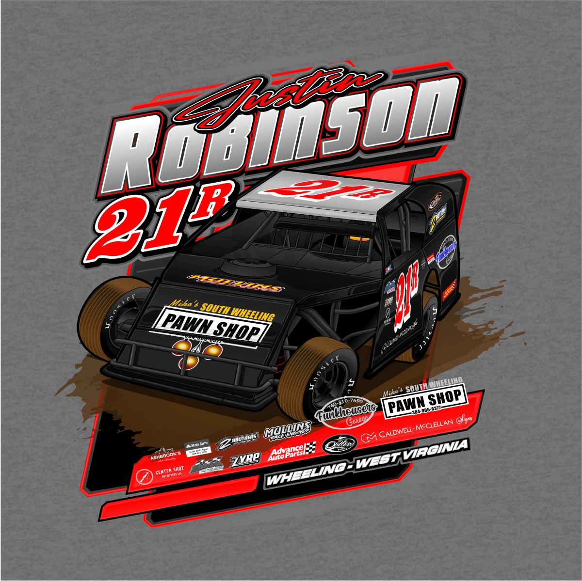 Justin Robinson Gunmetal 2024 Dirt Modified Hoodie