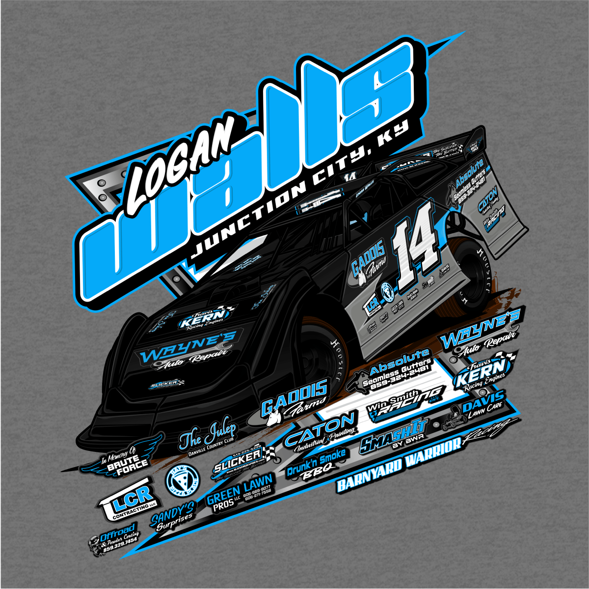 Logan Walls Gunmetal 2024 Dirt Late Model Hoodie