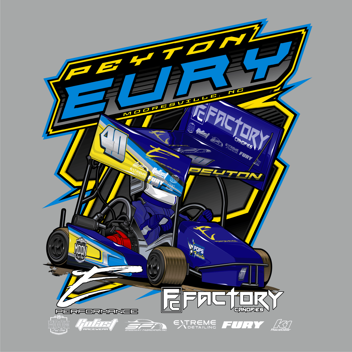 Peyton Eury Cement Grey 2023 Kart Shirt