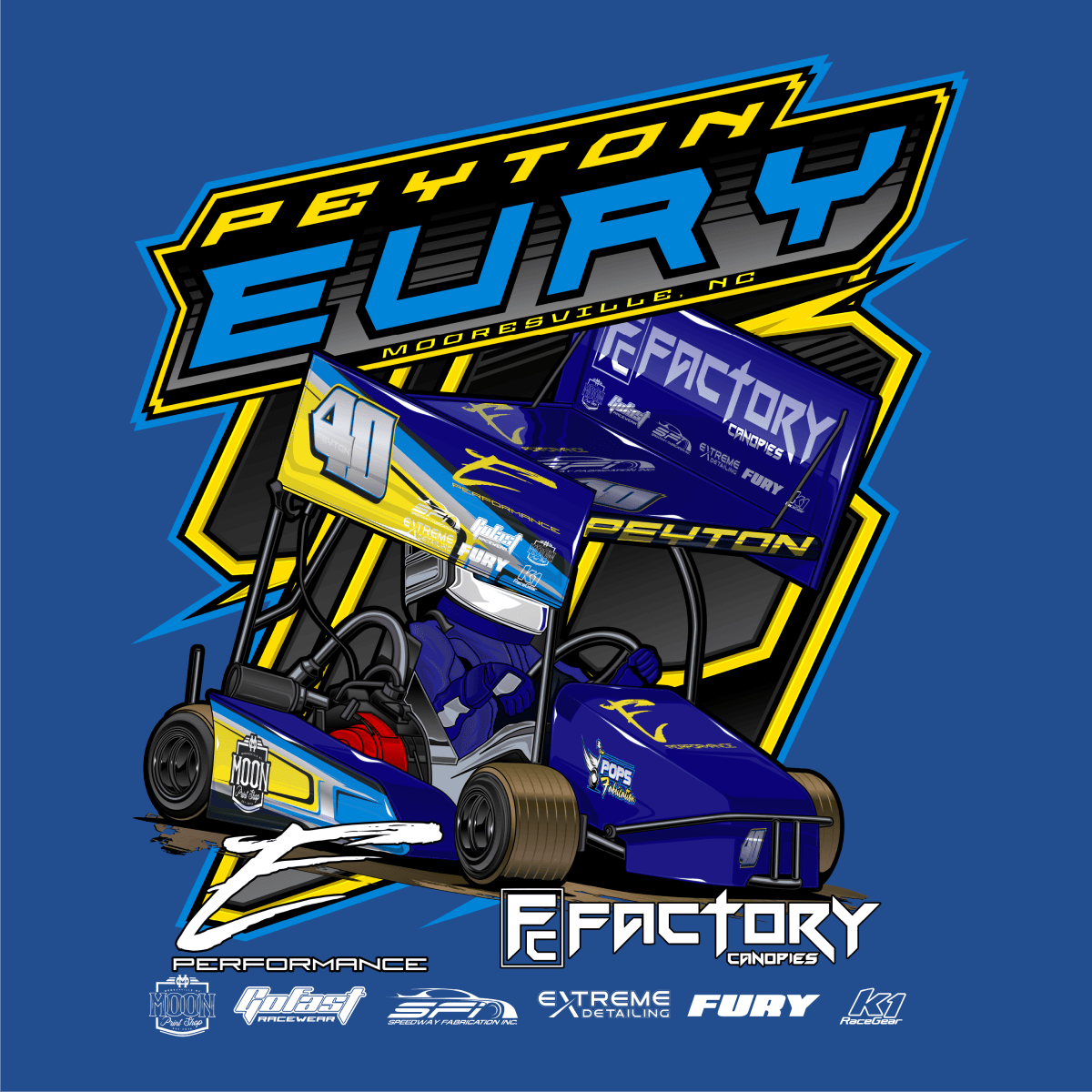 Peyton Eury Royal Blue 2023 Kart Shirt