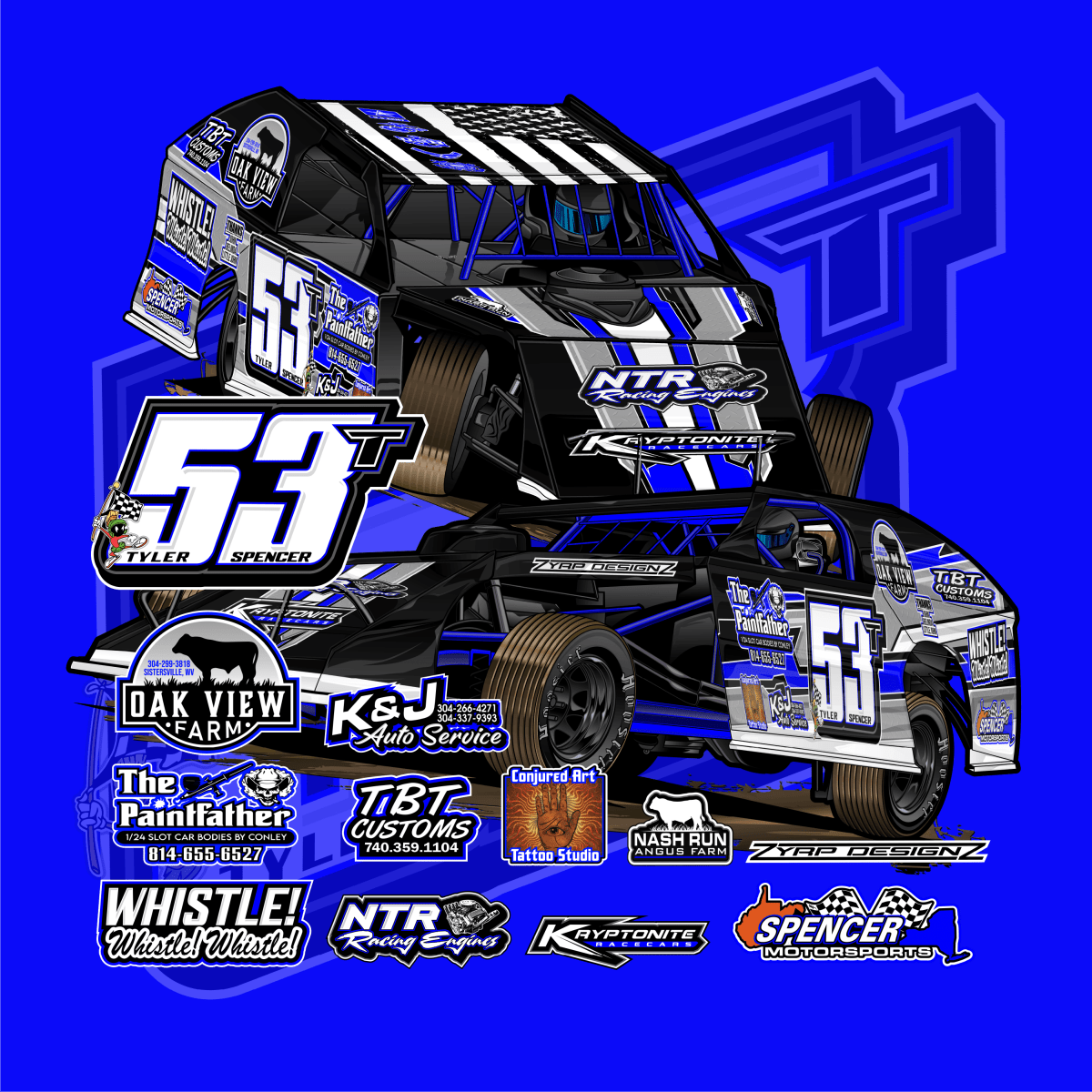 Tyler Spencer Royal Blue 2024 Dirt Modified Hoodie